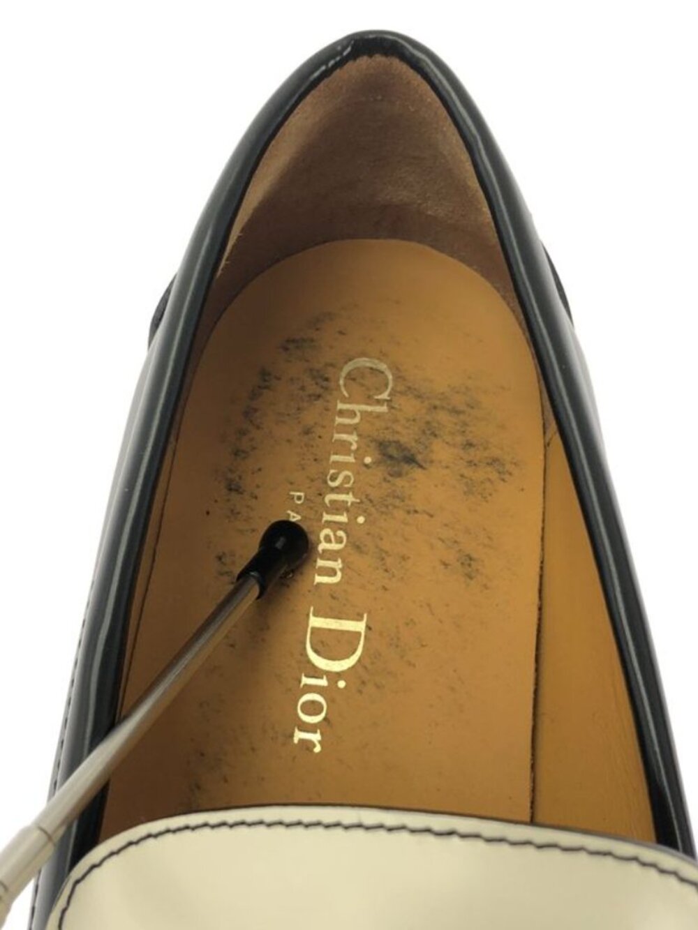 Christian Dior Boy Bicolor Leather Loafers 37 1 2 Black White - Picture 8 of 8